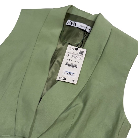 Zara Jackets & Blazers - NWT Zara Womens Sage Green Belted Sleeveless Blazer Vest Small